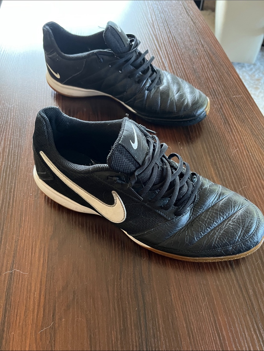 Nike Black Gato Indoor Soccer Shoes with White Swoosh